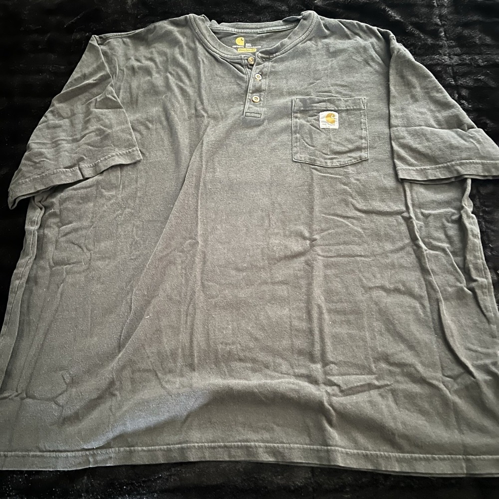 Carhartt Mens 3XL Black Short Sleeve Henley T-Shirt Pocket K84-BLK Original Fit